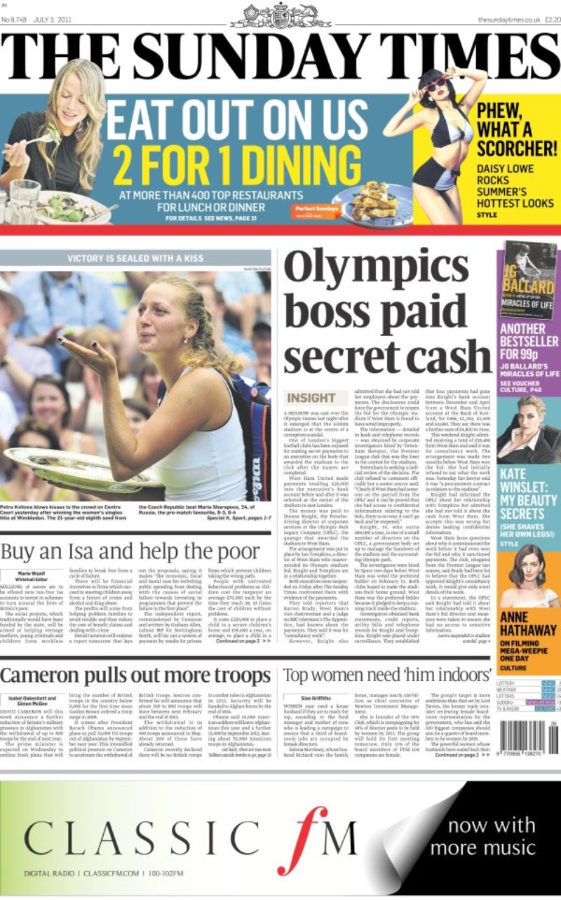 Sunday Times Story On Olympic Stadium Scandal July 3 2011