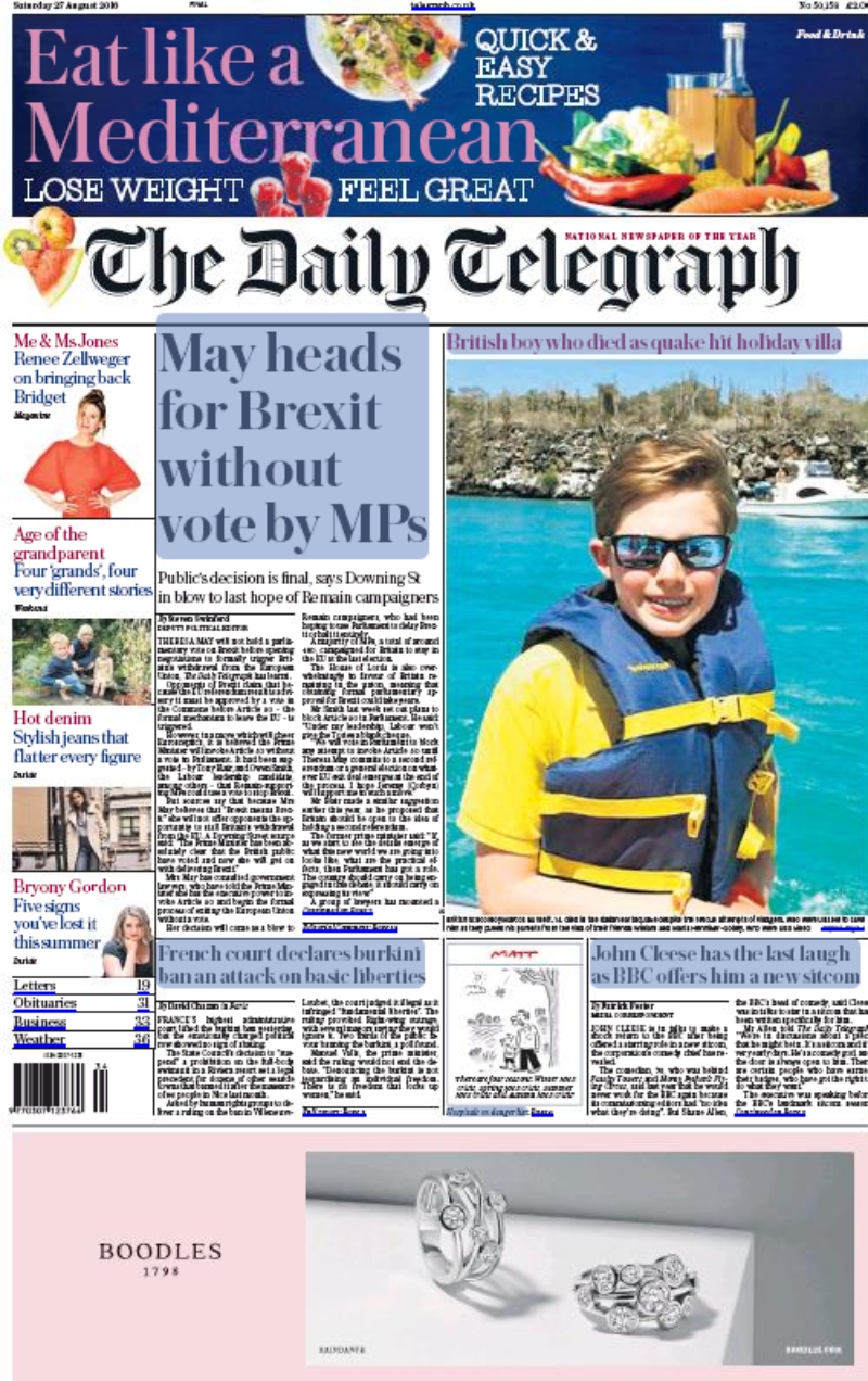 Telegraph 27 8 16 Cover